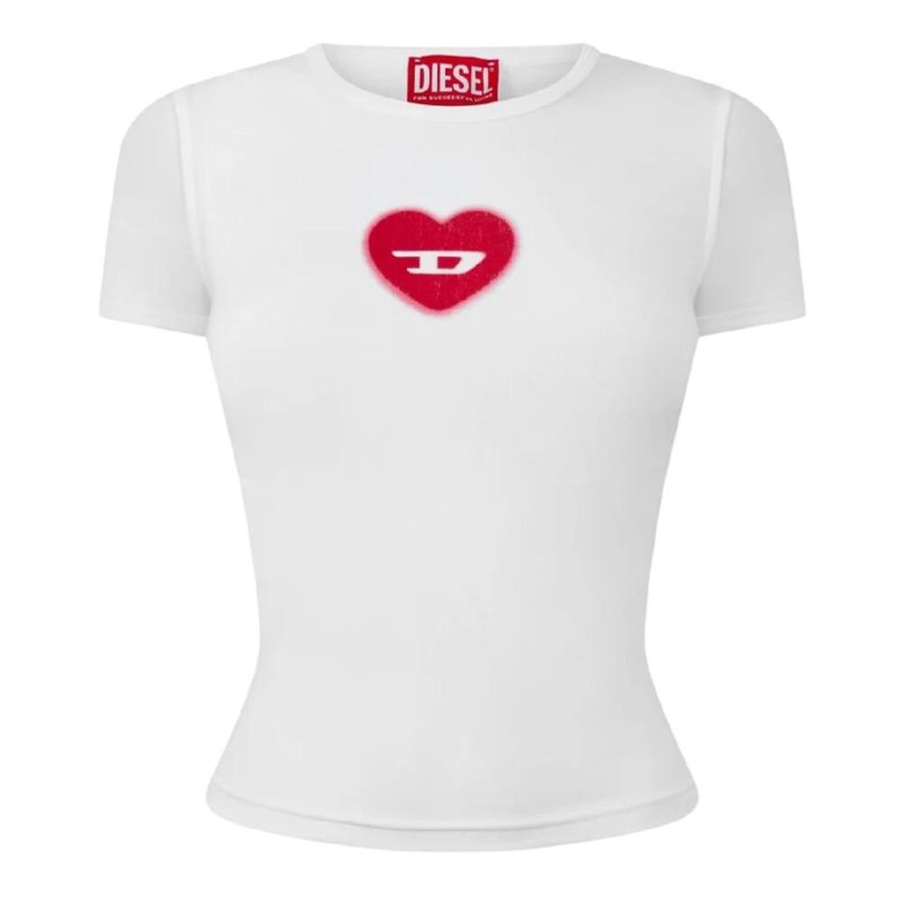 Diesel Womens/Ladies T-Ele Cropped Fitted T-Shirt / White